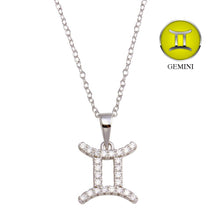 Load image into Gallery viewer, Sterling Silver Rhodium Plated Gemini CZ Zodiac Sign Necklace