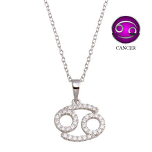 Load image into Gallery viewer, Sterling Silver Rhodium Plated Cancer CZ Zodiac Sign Necklace