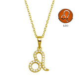 Sterling Silver Gold Plated Leo CZ Zodiac Sign Necklace