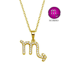 Load image into Gallery viewer, Sterling Silver Gold Plated Scorpio CZ Zodiac Sign Necklace