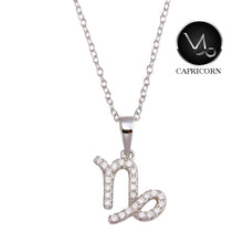 Load image into Gallery viewer, Sterling Silver Rhodium Plated Capricorn CZ Zodiac Sign Necklace