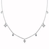 Sterling Silver Rhodium Plated CZ Charm Necklace