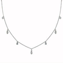 Load image into Gallery viewer, Sterling Silver Rhodium Plated Round and Marquise Shape CZ Charm Necklace