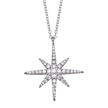 Load image into Gallery viewer, Sterling Silver Rhodium Plated Snow Flakes CZ Necklace