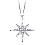 Sterling Silver Rhodium Plated Snow Flakes CZ Necklace