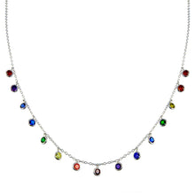 Load image into Gallery viewer, Sterling Silver Rhodium Plated Multi Color CZ Necklace