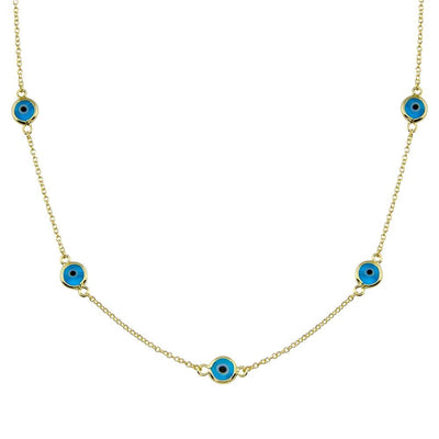 Sterling Silver Gold Plated Evil Eye by the Yard Necklace