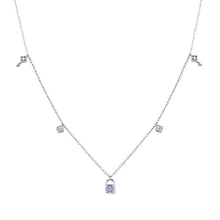 Load image into Gallery viewer, Sterling Silver Rhodium Plated Clear CZ Lock and Key Necklace