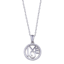 Load image into Gallery viewer, Sterling Silver Rhodium Plated Round Love Clear CZ Necklace