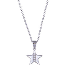 Load image into Gallery viewer, Sterling Silver Rhodium Plated Star CZ Necklace