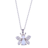 Sterling Silver Rhodium Plated Multicolor Bee CZ Necklace