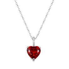 Load image into Gallery viewer, Sterling Silver Rhodium Plated Red Heart CZ Necklace