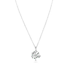 Load image into Gallery viewer, Sterling Silver Rhodium Plated Green and Clear Tree Pendant Necklace