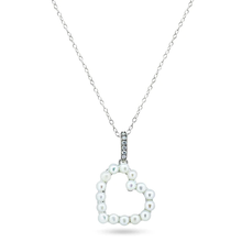 Load image into Gallery viewer, Sterling Silver Rhodium Plated Pearl Heart Necklace