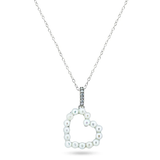 Sterling Silver Rhodium Plated Pearl Heart Necklace