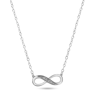 Sterling Silver Infinity Design Rhodium Plated CZ Necklaces, Length 16