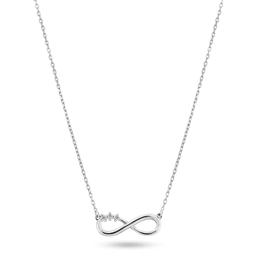 Sterling Silver Rhodium Plated Infinity Design Diamond Necklaces