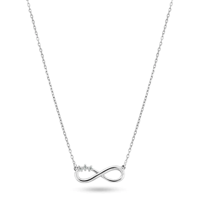 Sterling Silver Rhodium Plated Infinity Design CZ Necklaces, Length 16