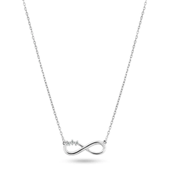 Sterling Silver Rhodium Plated Infinity Design CZ Necklaces, Length 16