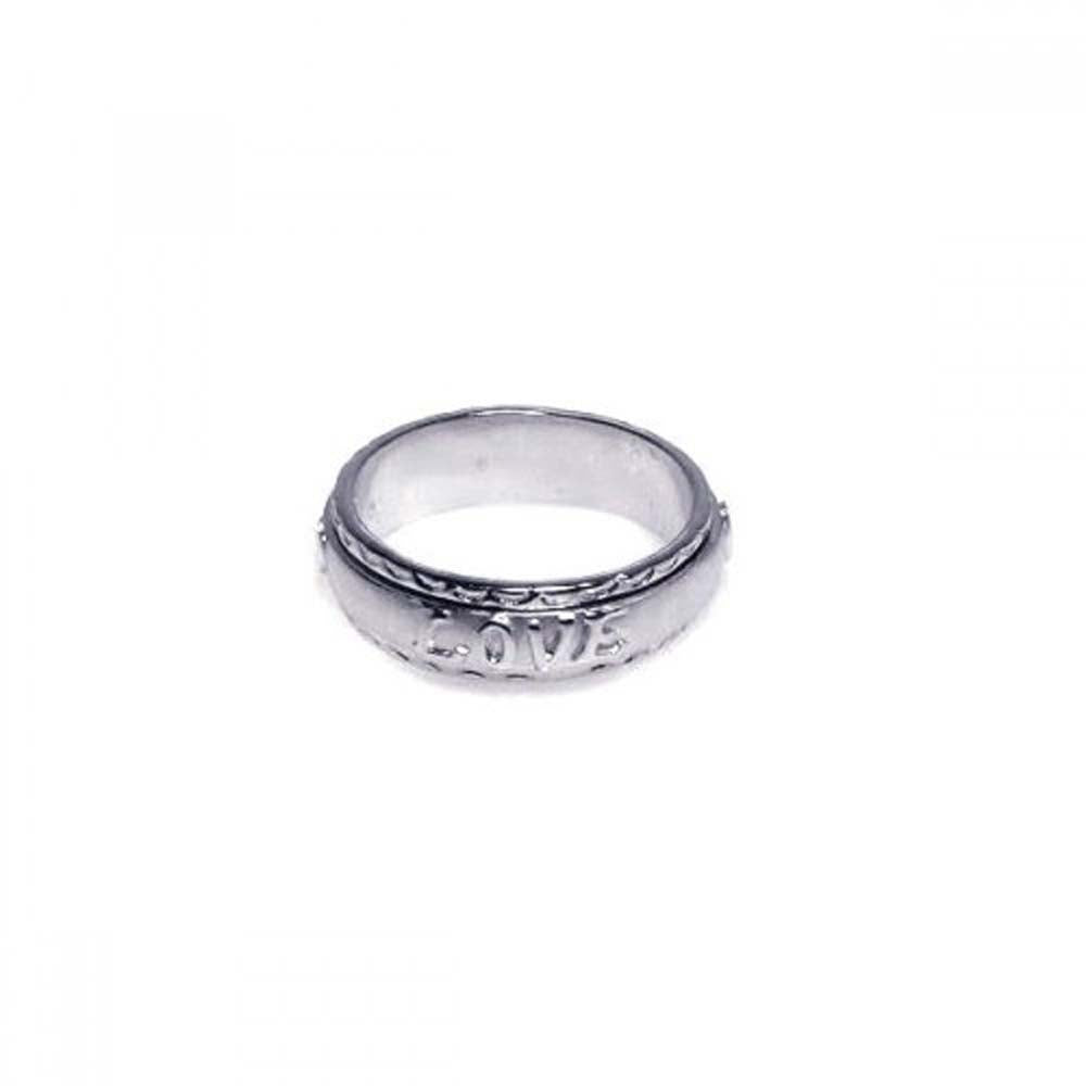 Sterling Silver Trendy Word  LOVE  Design Thick Band Ring