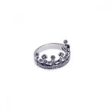 Load image into Gallery viewer, Sterling Silver Fancy Crown Design Inlaid with Clear Czs Ring