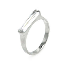 Load image into Gallery viewer, Sterling Silver Long Clear Cz Bar Design Ring with Stone Size of 4.1MMx16.4MM