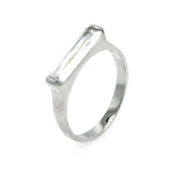 Sterling Silver Long Clear Cz Bar Design Ring with Stone Size of 4.1MMx16.4MM