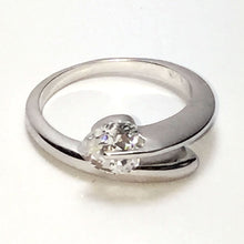 Load image into Gallery viewer, Sterling Silver Rhodium Plated Overlapping Heart CZ Ring