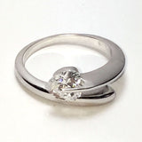 Sterling Silver Rhodium Plated Overlapping Heart CZ Ring