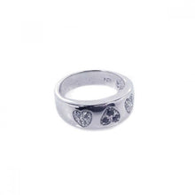 Load image into Gallery viewer, Sterling Silver Trendy Hearts Design Inlaid with Clear and Black Czs Ring