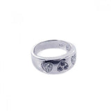 Sterling Silver Trendy Hearts Design Inlaid with Clear and Black Czs Ring