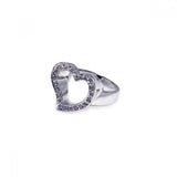 Sterling Silver Trendy Open Heart Design Inlaid with Clear Czs Ring