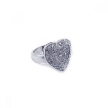 Load image into Gallery viewer, Sterling Silver Fancy Micro Paved Heart Design Ring