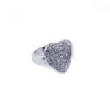 Sterling Silver Fancy Micro Paved Heart Design Ring