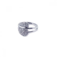 Load image into Gallery viewer, Sterling Silver Fancy Sideways Heart Design Inlaid with Clear Czs Split Shank Ring