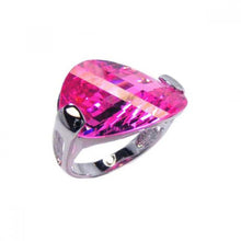 Load image into Gallery viewer, Sterling Silver Fashionable Ring with Big Curve Plate Pink Cz Design