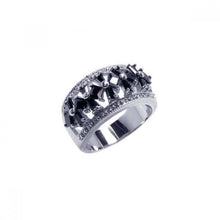 Load image into Gallery viewer, Sterling Silver Multi Black Cz Crosses Design Fancy Band Ring