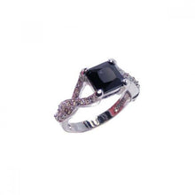 Load image into Gallery viewer, Sterling Silver Fancy Paved Infinity Band Ring Set with Princess Cut Black Cz