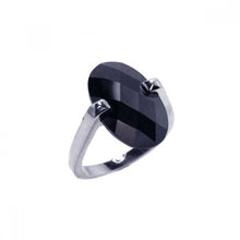 Load image into Gallery viewer, Sterling Silver Fancy Band Ring Set with Oval Cut Black Cz