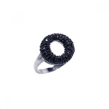 Load image into Gallery viewer, Sterling Silver Black Rhodium Plated Doughnut Design Inlaid with Micro Paved Black Czs Ring