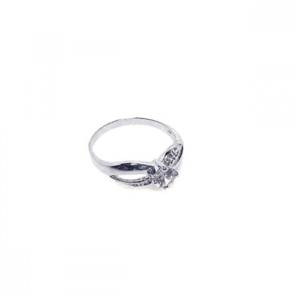 Sterling Silver Solitaire Round Cut Clear Cz Fancy Band Ring