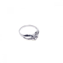 Load image into Gallery viewer, Sterling Silver Solitaire Round Cut Clear Cz Fancy Band Ring