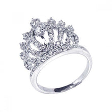 Load image into Gallery viewer, Sterling Silver Elegant Crown Design Inlaid with Clear Czs Ring