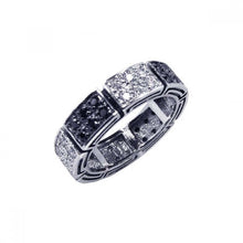 Load image into Gallery viewer, Sterling Silver Classy Eternity Band Ring Inlaid with Micro Paved Clear and Black Czs