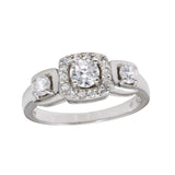 Sterling Silver Rhodium Plated Clear CZ Bridal Ring