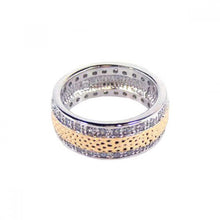 Load image into Gallery viewer, Sterling Silver Two-Toned Fancy Band Ring Inlaid with Clear Czs