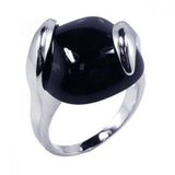 Sterling Silver Fashionable Ring Set with Black Onyx Stone