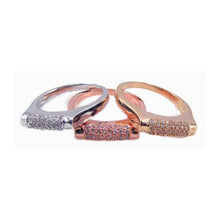 Load image into Gallery viewer, Sterling Silver RhodiumAnd Gold And Rose Gold Plated CZ 3 Ring Set