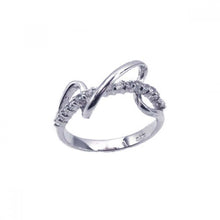 Load image into Gallery viewer, Sterling Silver Winding Zigzag Design Inlaid with Clear Czs Ring