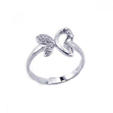 Sterling Silver Trendy Butterfly Design Inlaid with Clear Czs Ring